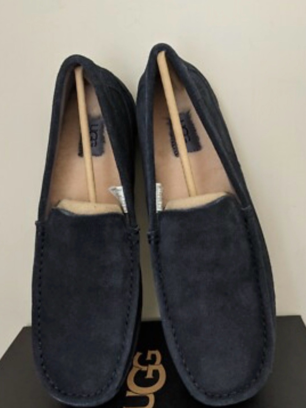 UGG Men’s Suede Slip-On Loafers in Navy Blue